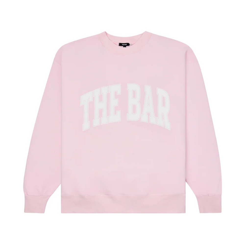 The Bar Blush Pink Varsity Crewneck Sweatshirt - Picture 1 of 9